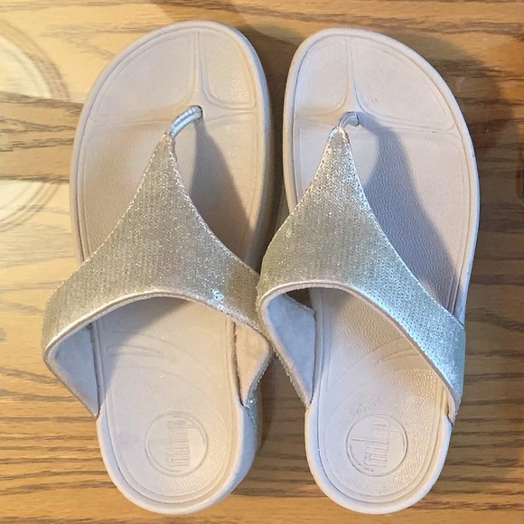 Fitflop | Shoes | Fitflop Pale Gold Tan Sequin Thong Sandal | Poshmark